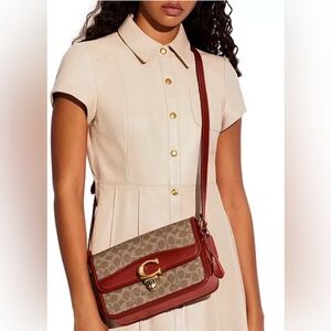 NWT Coach Signature Coated Canvas Studio Shoulder Bag